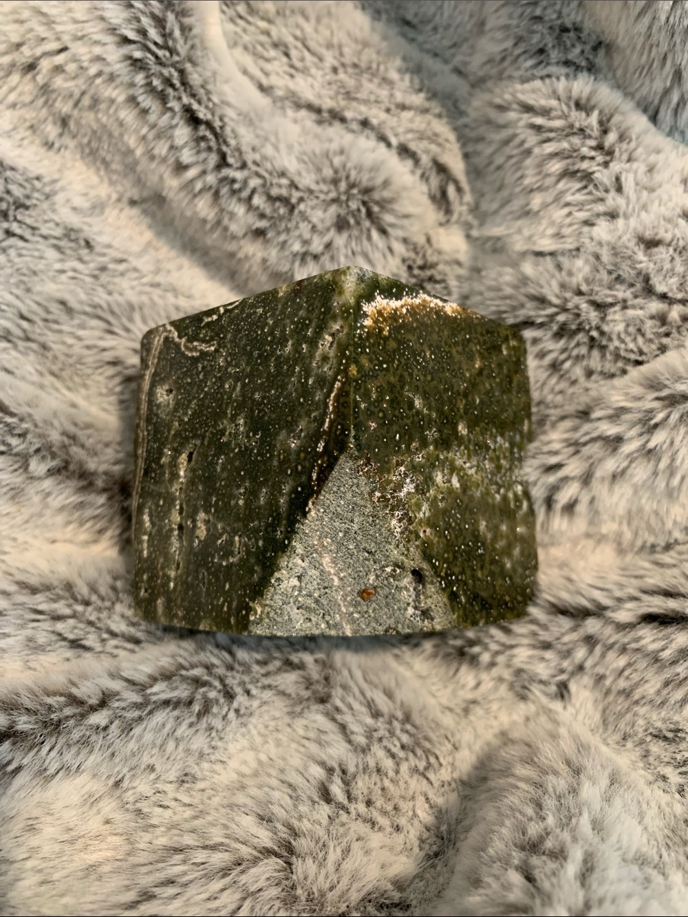 Polished Green Moss Agate Geometric Stone
